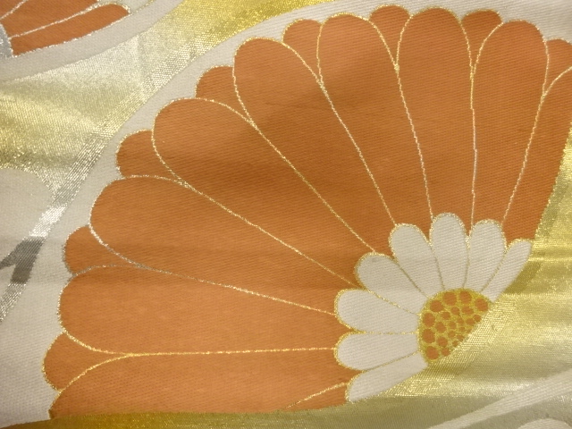 JAPANESE KIMONO / ANTIQUE NAGOYA OBI / WOVEN FLOWER